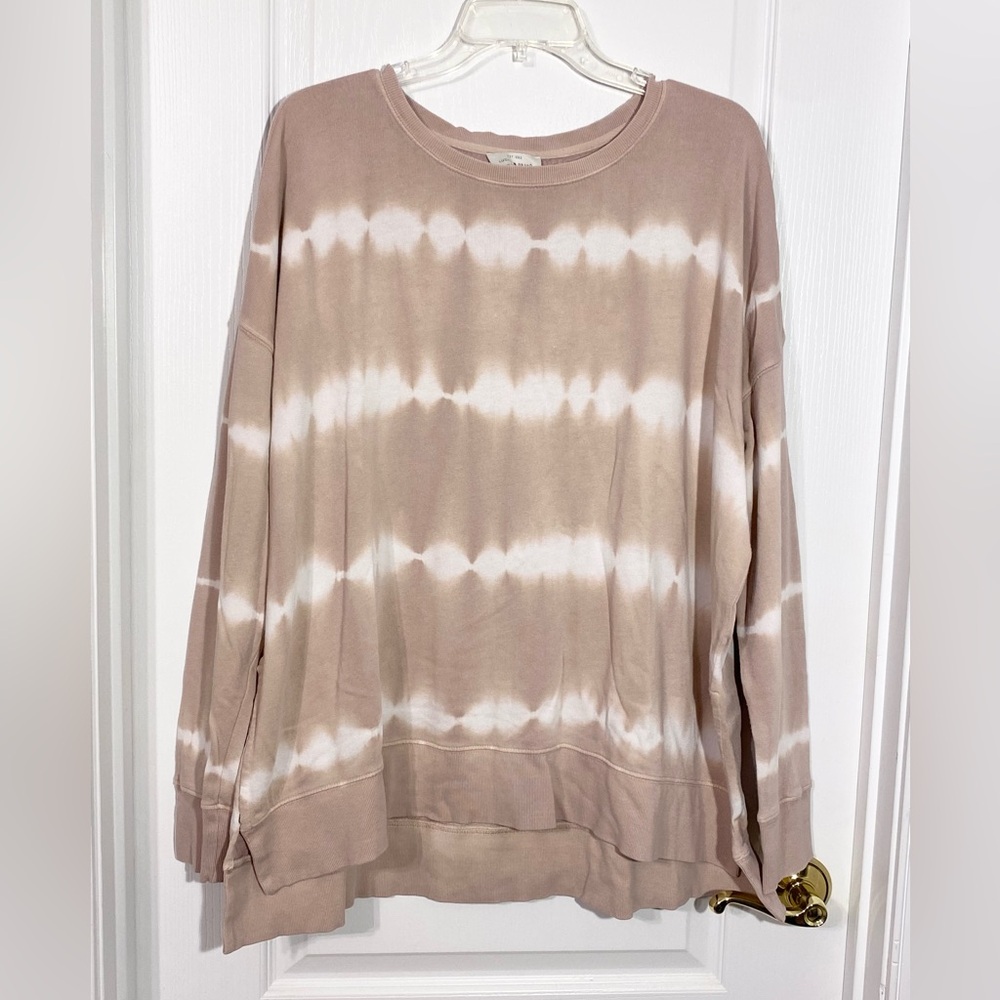Lucky Brand Tie Dye High Low Pullover Sweatshirt Dusty Rose White Size Large